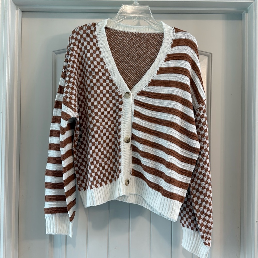 Amazon button-down V-neck sweater